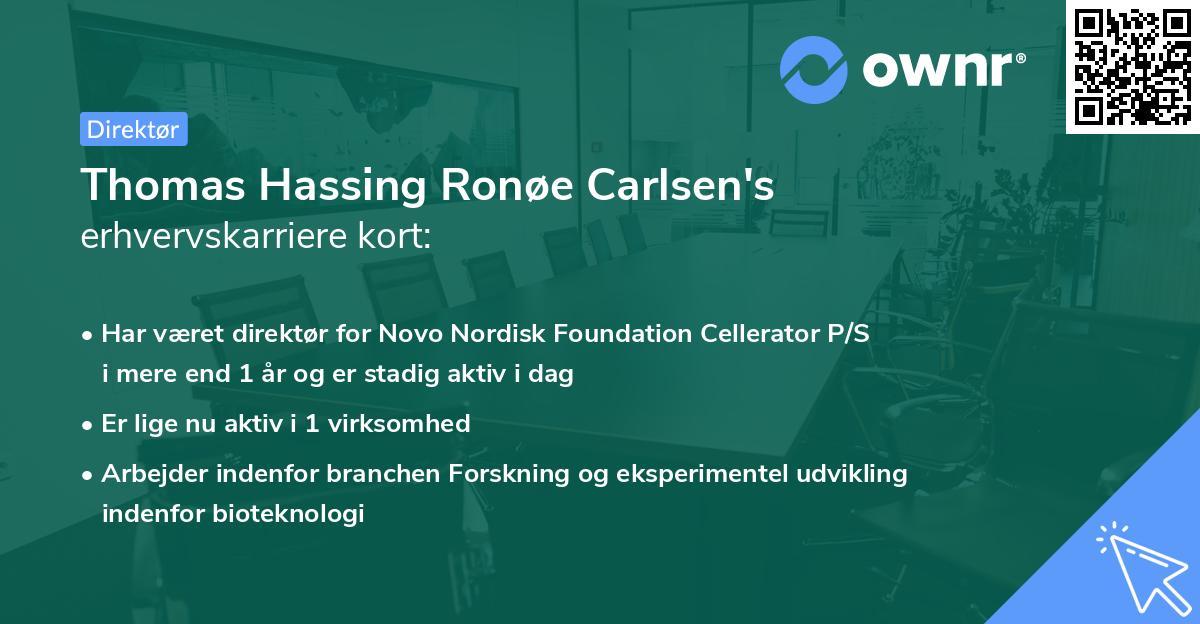 Thomas Hassing Ronøe Carlsen's erhvervskarriere kort