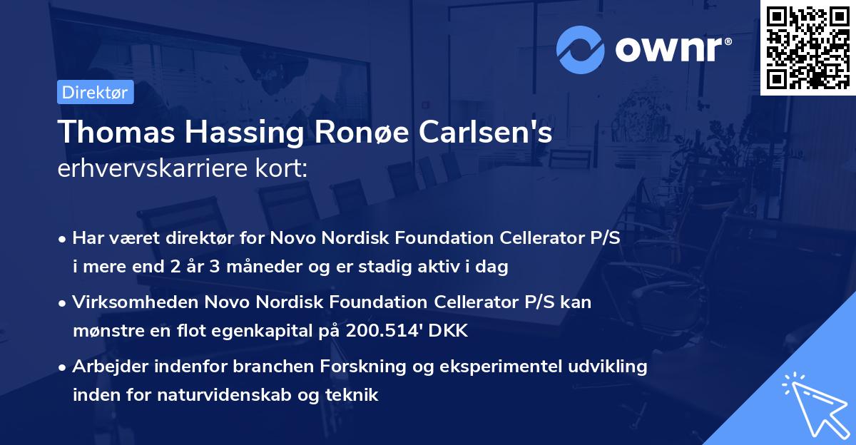 Thomas Hassing Ronøe Carlsen's erhvervskarriere kort