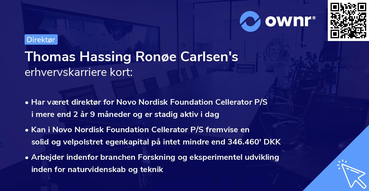Thomas Hassing Ronøe Carlsen's erhvervskarriere kort