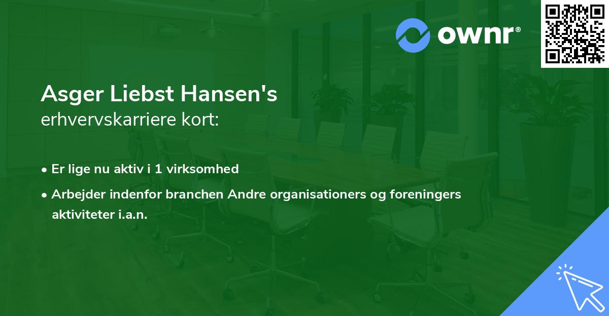 Asger Liebst Hansen's erhvervskarriere kort