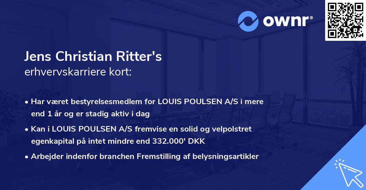 Jens Christian Ritter's erhvervskarriere kort
