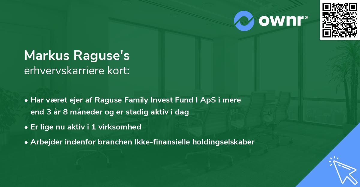 Markus Raguse's erhvervskarriere kort