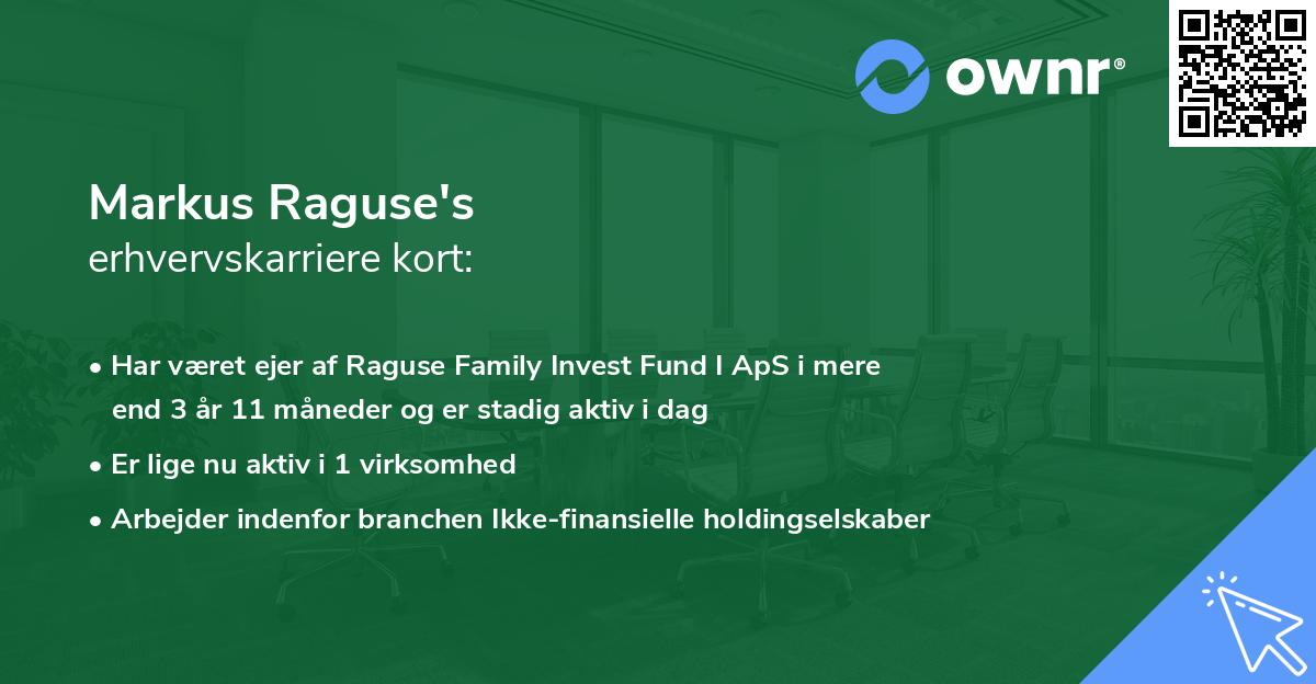 Markus Raguse's erhvervskarriere kort