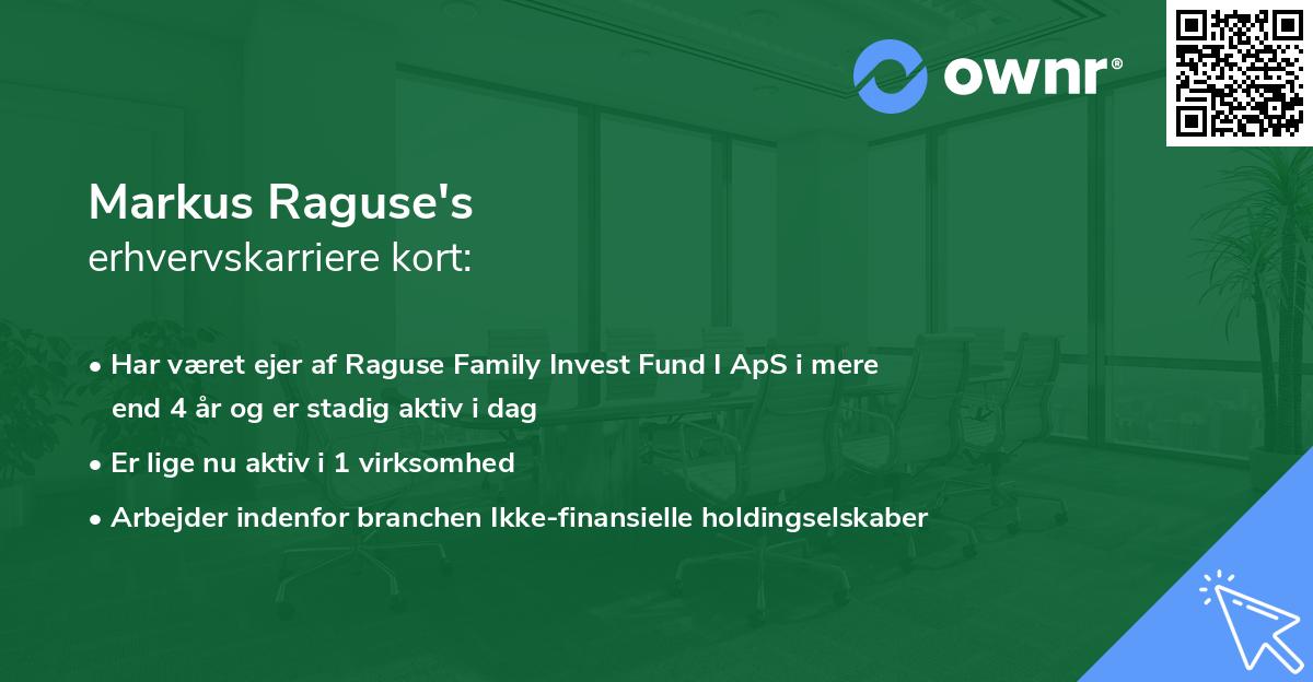Markus Raguse's erhvervskarriere kort