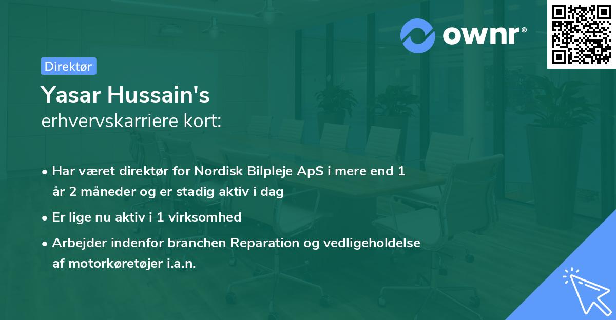 Yasar Hussain's erhvervskarriere kort