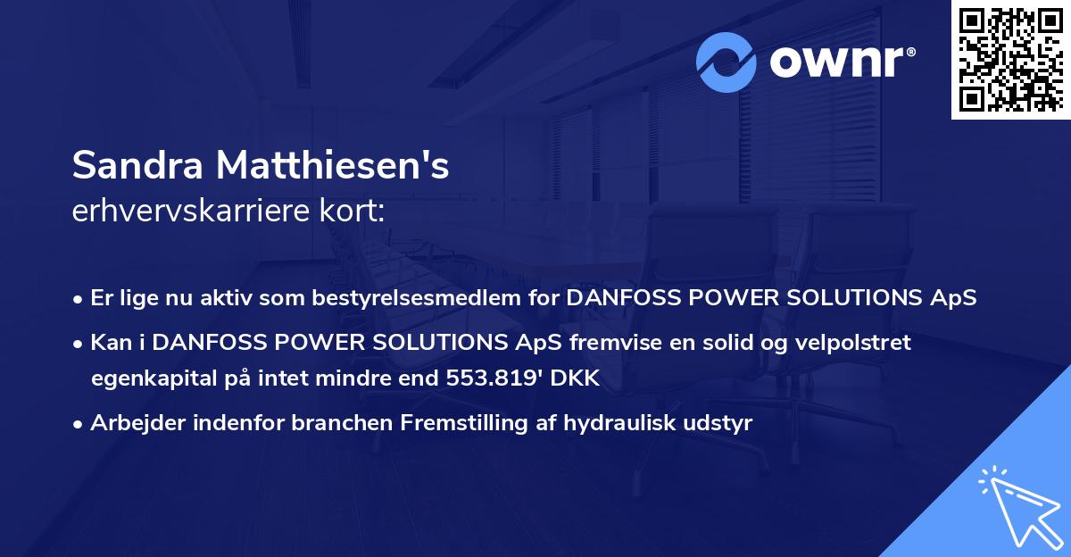 Sandra Matthiesen's erhvervskarriere kort