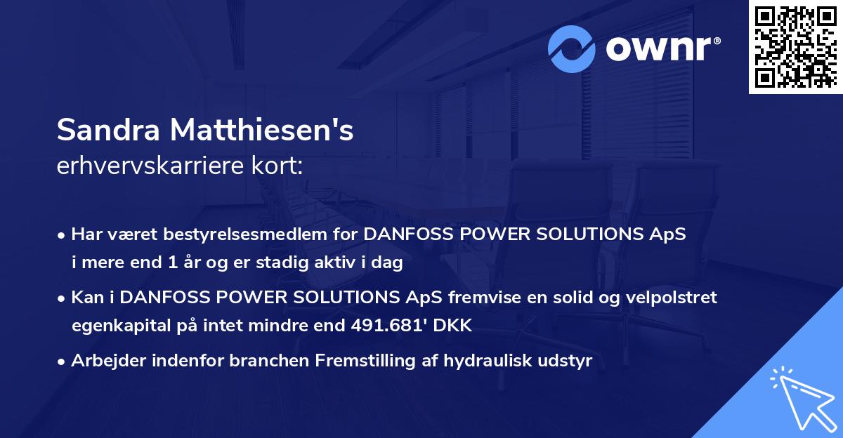 Sandra Matthiesen's erhvervskarriere kort