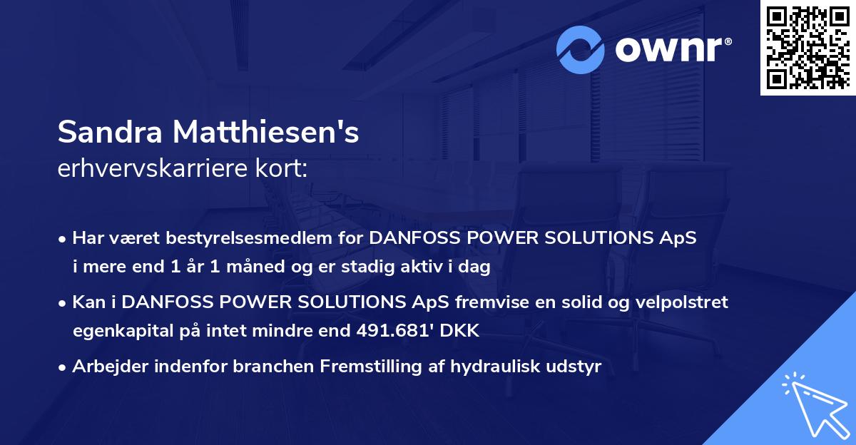 Sandra Matthiesen's erhvervskarriere kort