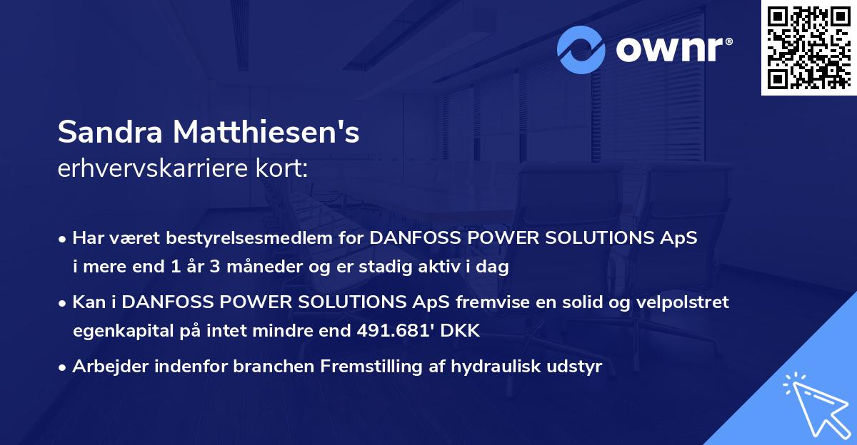 Sandra Matthiesen's erhvervskarriere kort