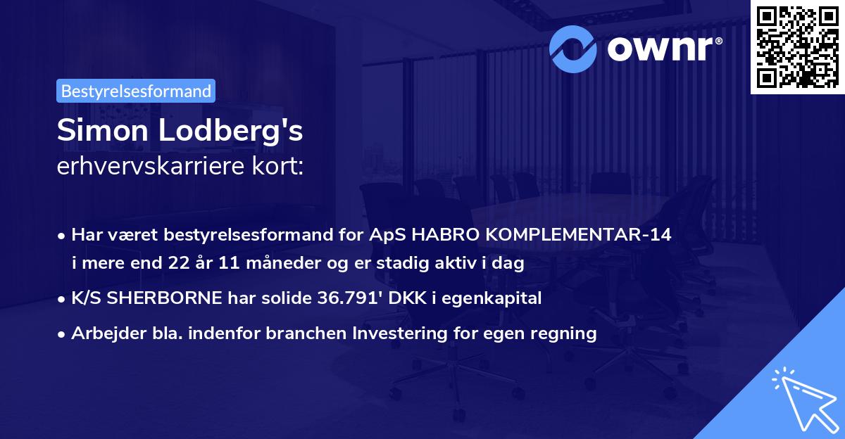 Simon Lodberg's erhvervskarriere kort