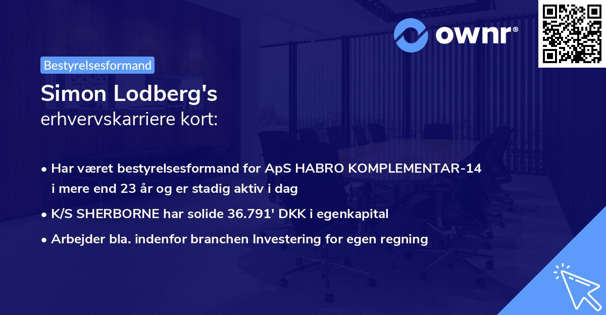 Simon Lodberg's erhvervskarriere kort