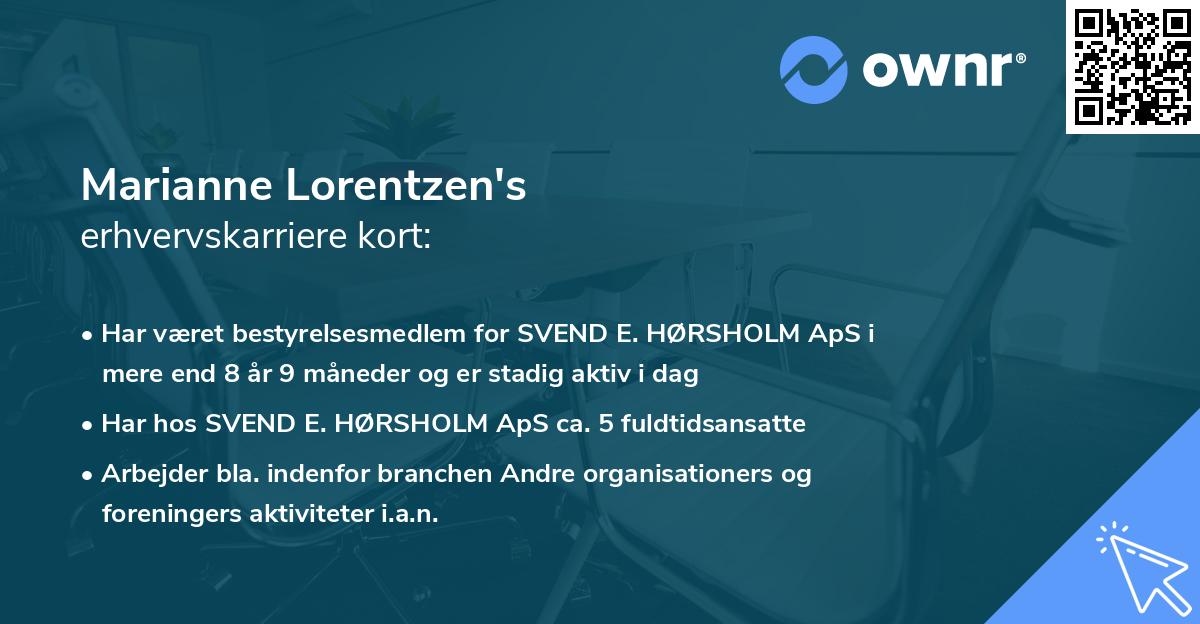 Marianne Lorentzen's erhvervskarriere kort