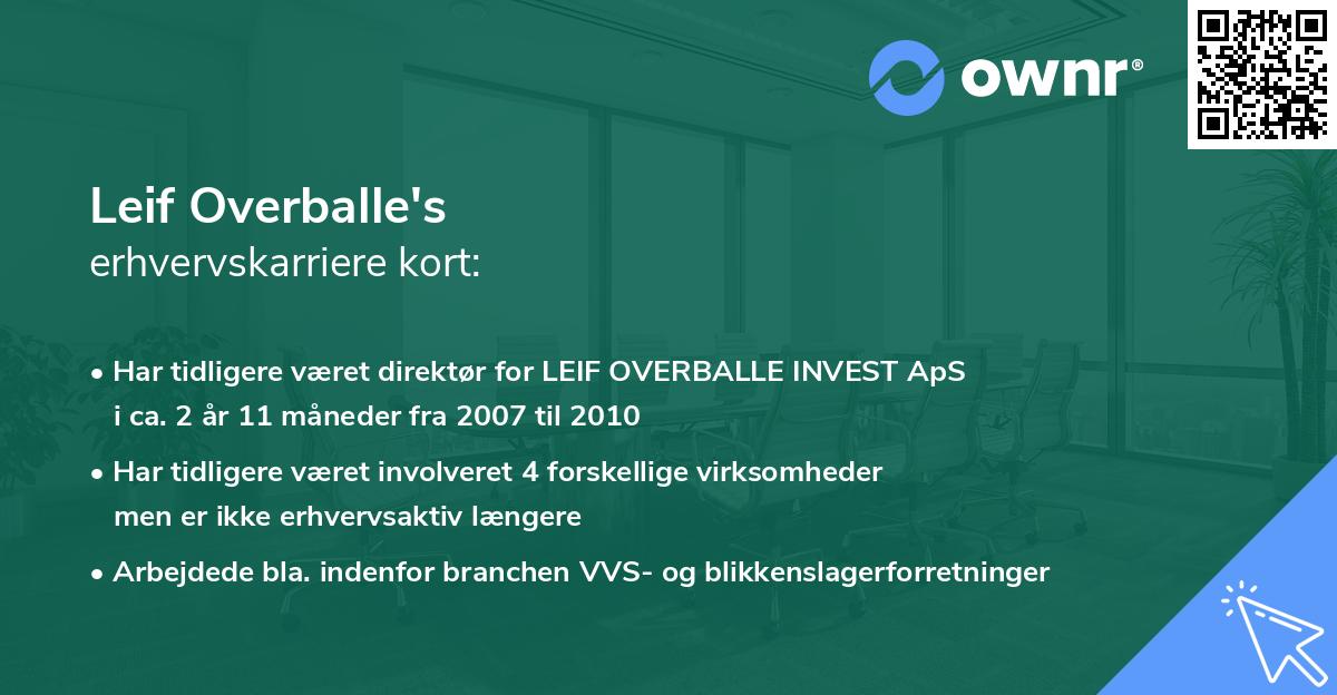 Leif Overballe's erhvervskarriere kort