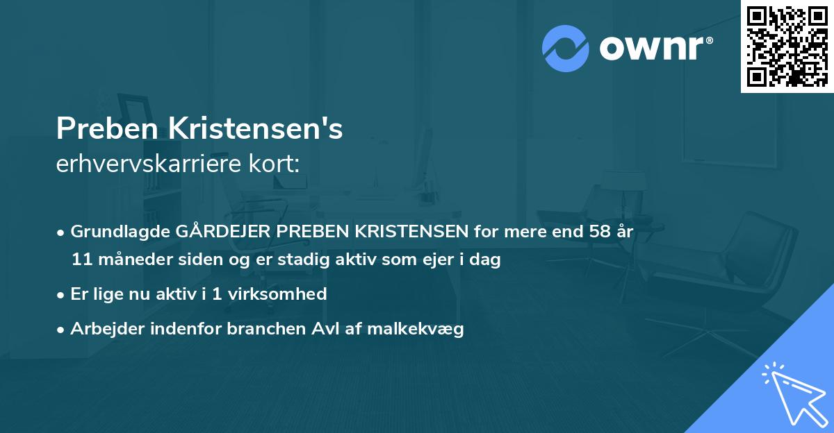 Preben Kristensen's erhvervskarriere kort