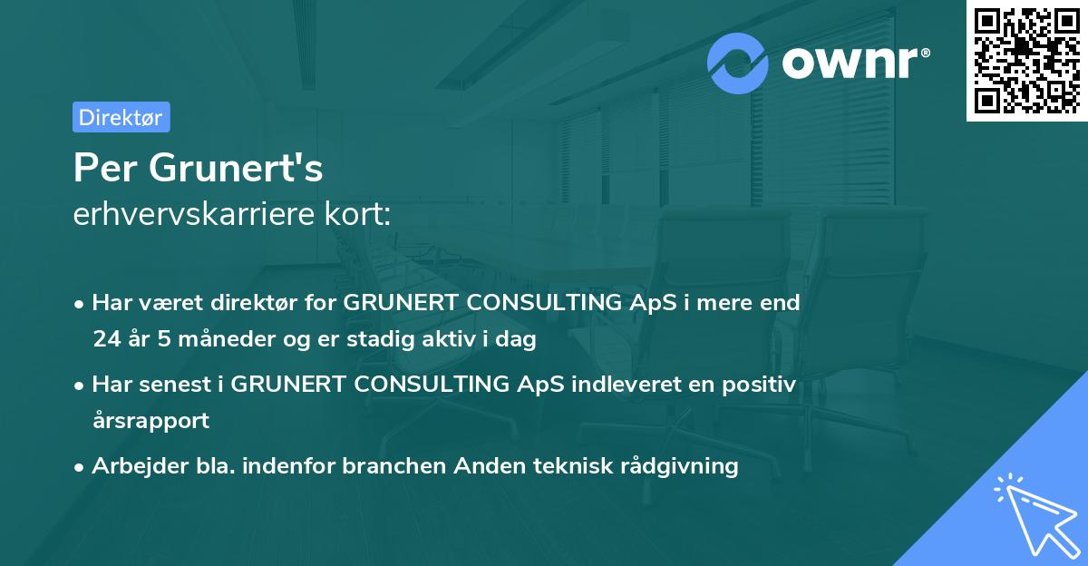 Per Grunert's erhvervskarriere kort