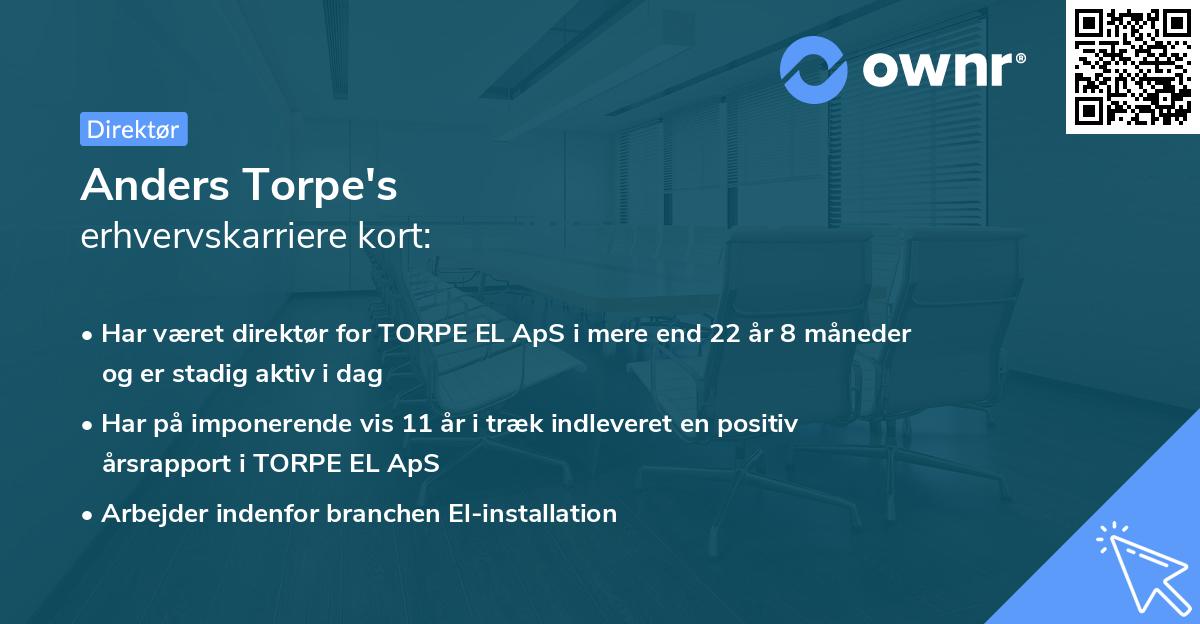 Anders Torpe's erhvervskarriere kort