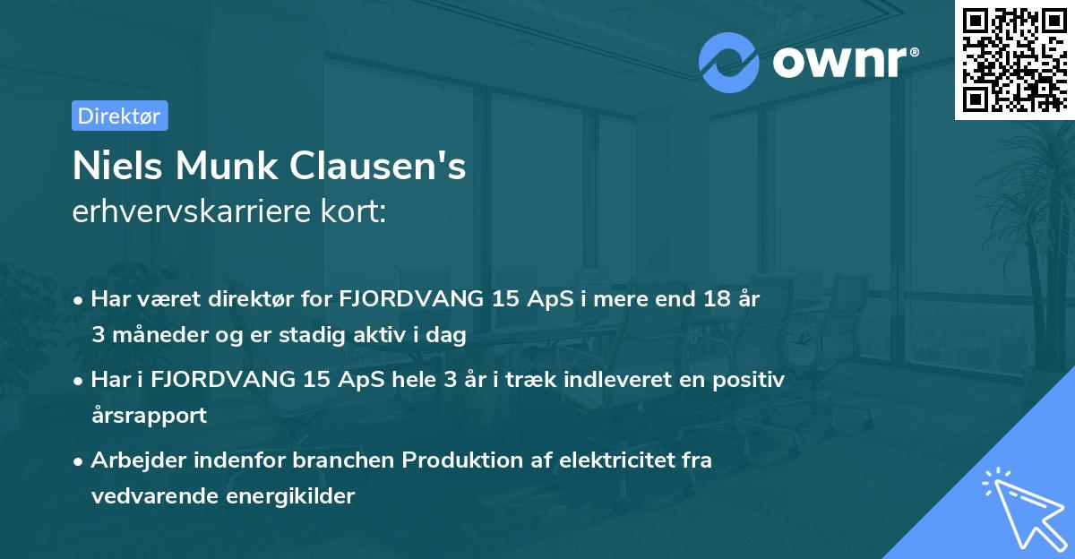Niels Munk Clausen's erhvervskarriere kort