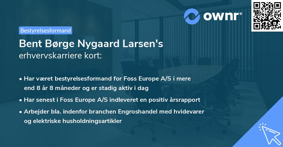 Bent Børge Nygaard Larsen's erhvervskarriere kort