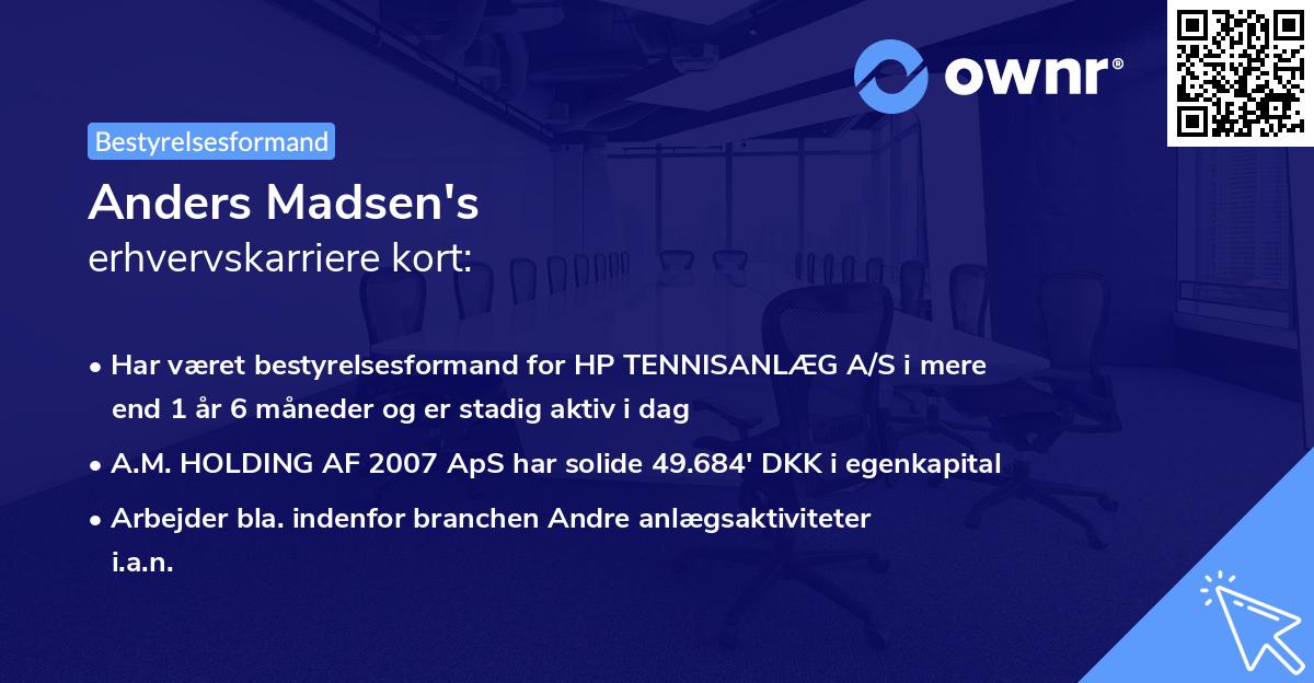 Anders Madsen's erhvervskarriere kort