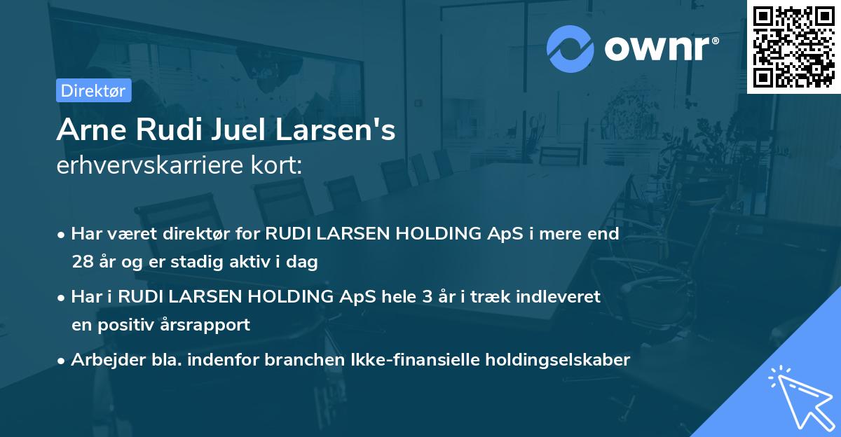 Arne Rudi Juel Larsen's erhvervskarriere kort