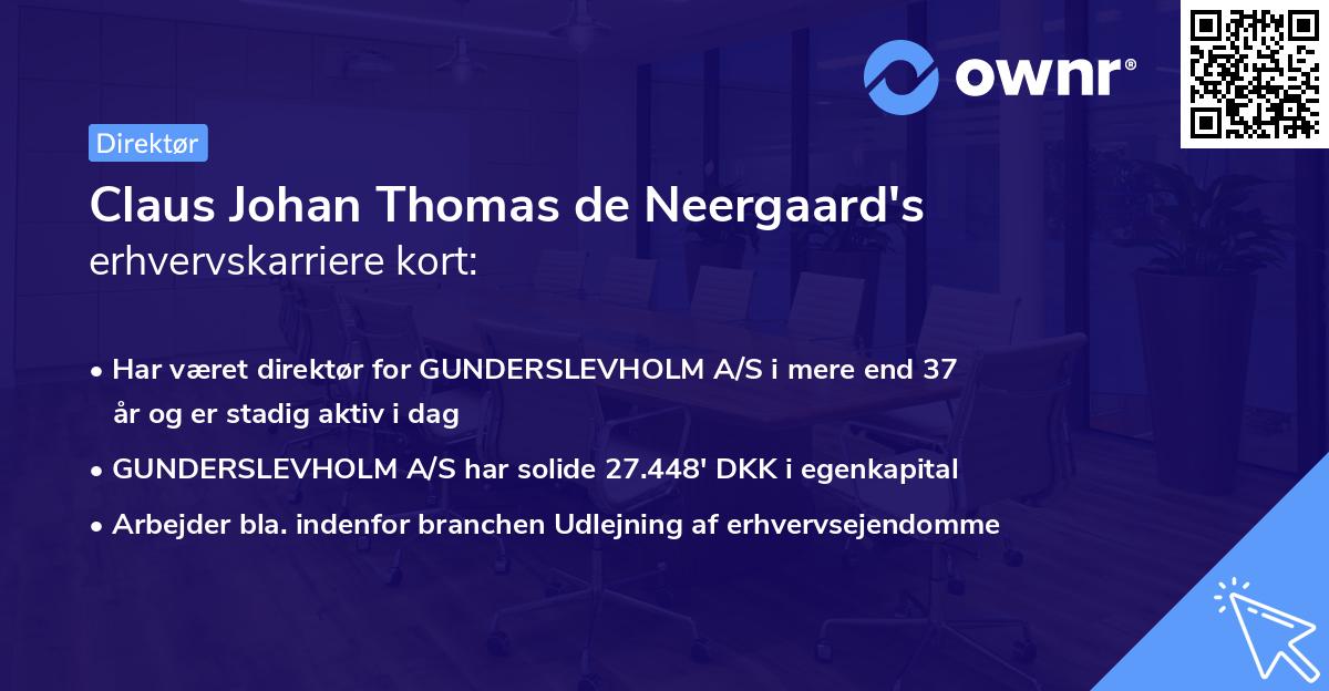 Claus Johan Thomas de Neergaard's erhvervskarriere kort