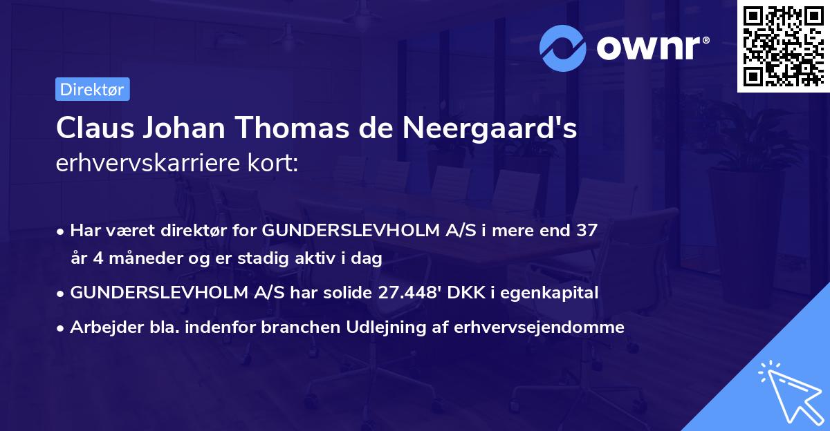 Claus Johan Thomas de Neergaard's erhvervskarriere kort