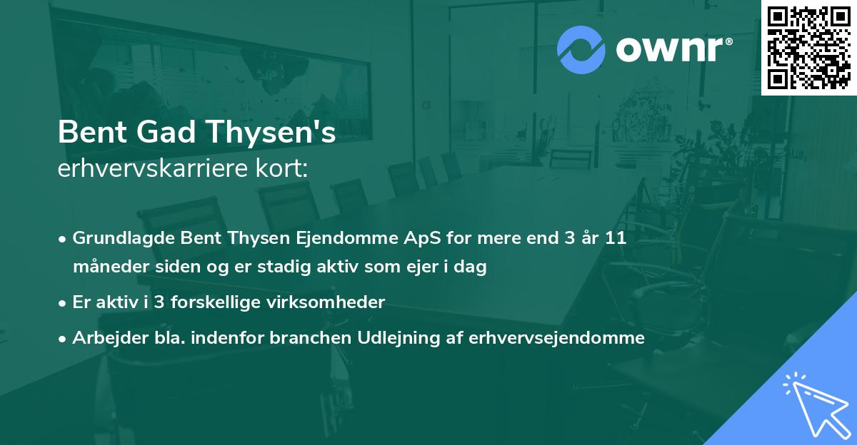 Bent Gad Thysen's erhvervskarriere kort