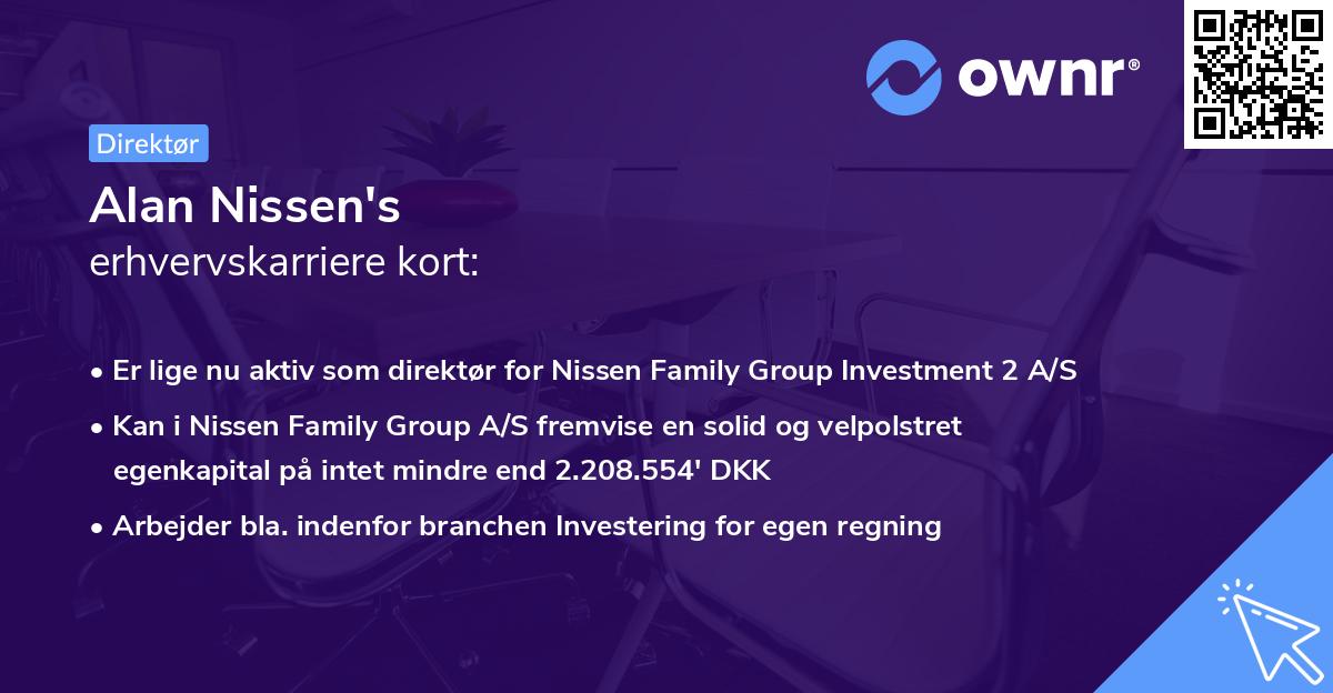 Alan Nissen's erhvervskarriere kort