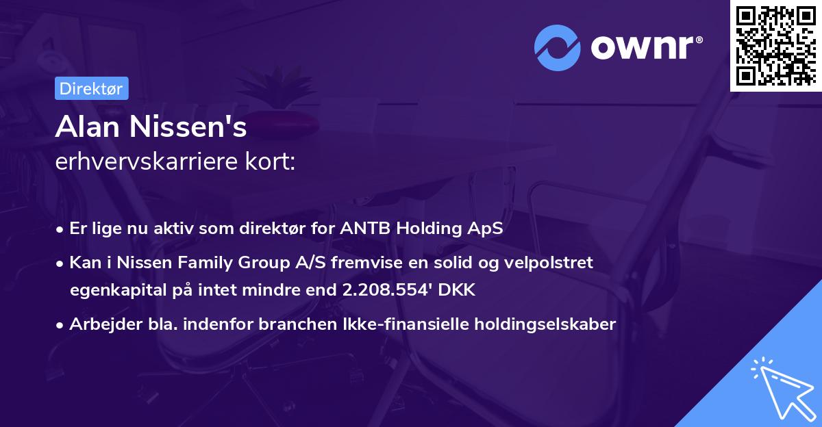 Alan Nissen's erhvervskarriere kort