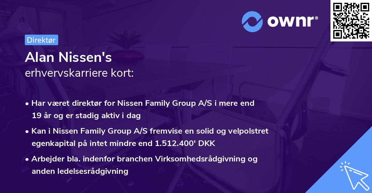 Alan Nissen's erhvervskarriere kort