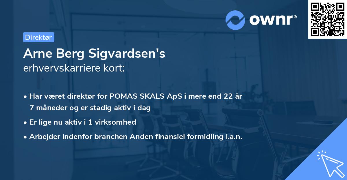 Arne Berg Sigvardsen's erhvervskarriere kort