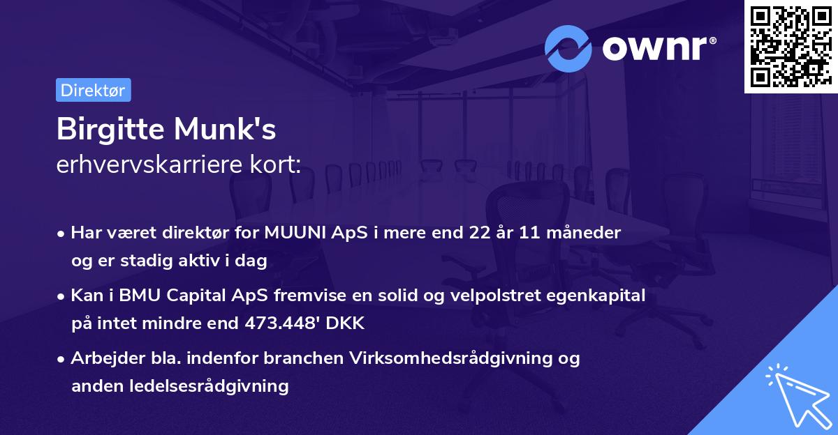 Birgitte Munk's erhvervskarriere kort