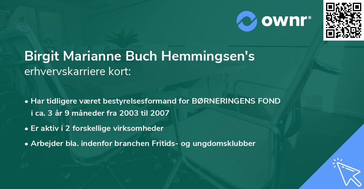 Birgit Marianne Buch Hemmingsen's erhvervskarriere kort