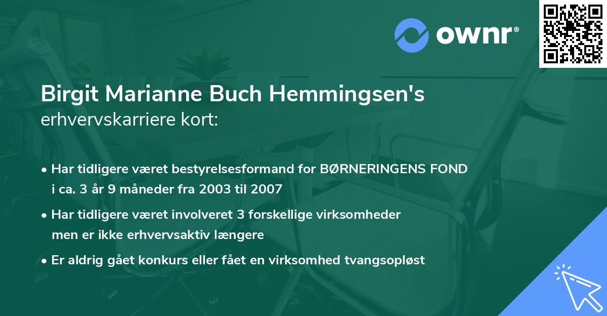 Birgit Marianne Buch Hemmingsen's erhvervskarriere kort
