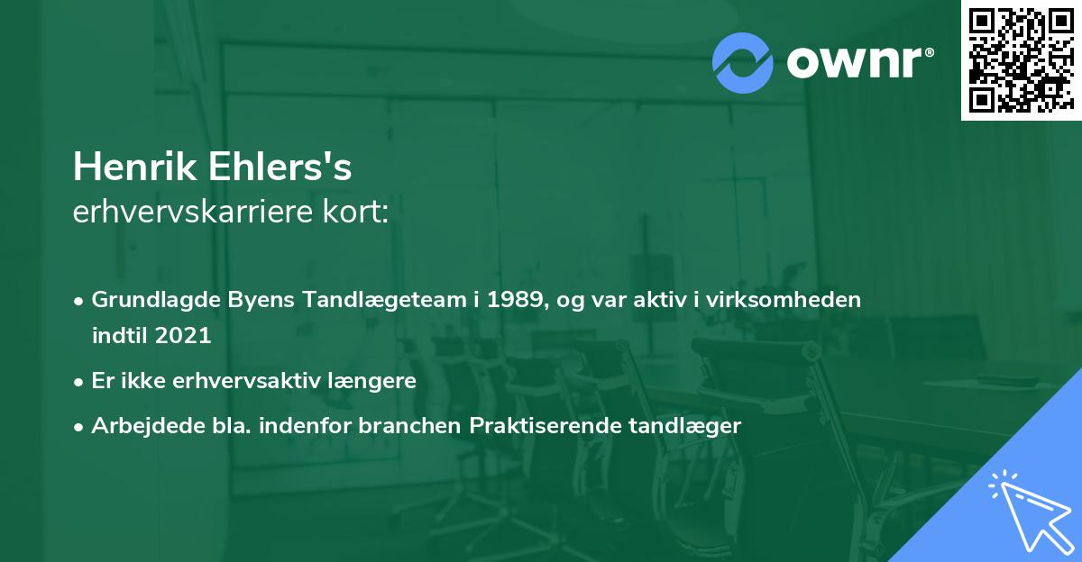 Henrik Ehlers's erhvervskarriere kort