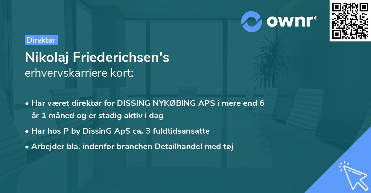 Nikolaj Friederichsen's erhvervskarriere kort