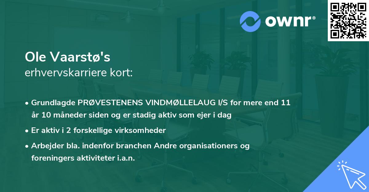 Ole Vaarstø's erhvervskarriere kort