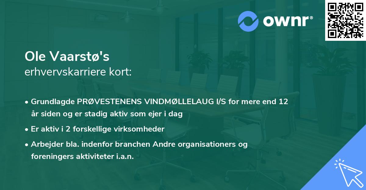 Ole Vaarstø's erhvervskarriere kort