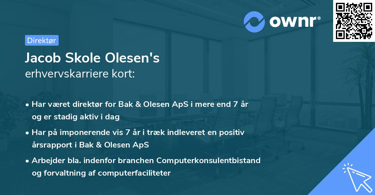 Jacob Skole Olesen's erhvervskarriere kort