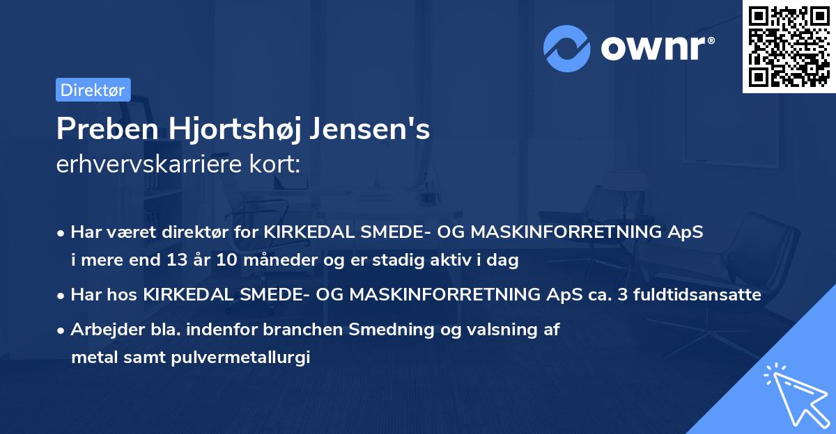 Preben Hjortshøj Jensen's erhvervskarriere kort