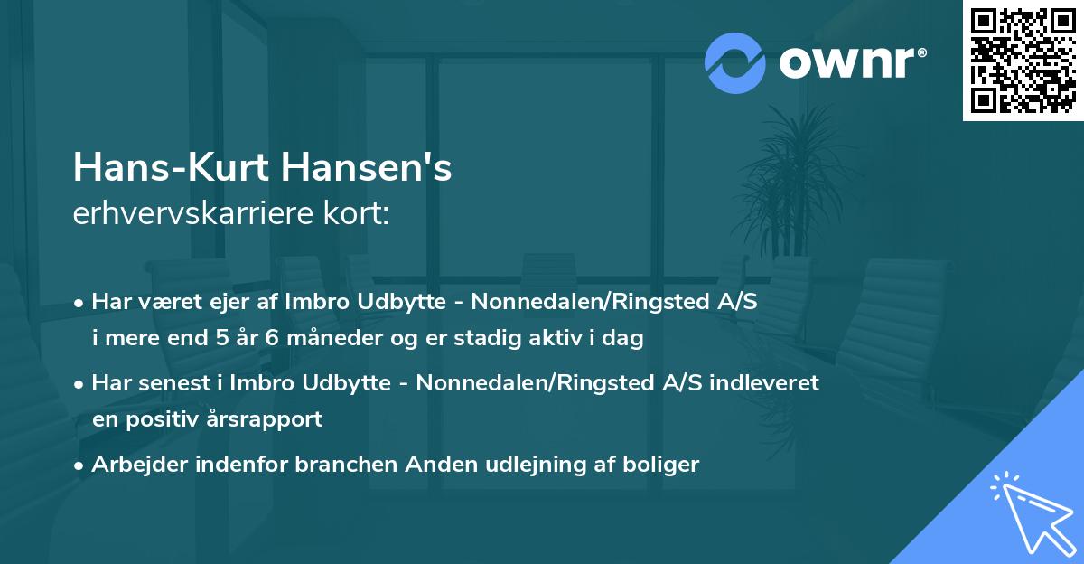 Hans-Kurt Hansen's erhvervskarriere kort