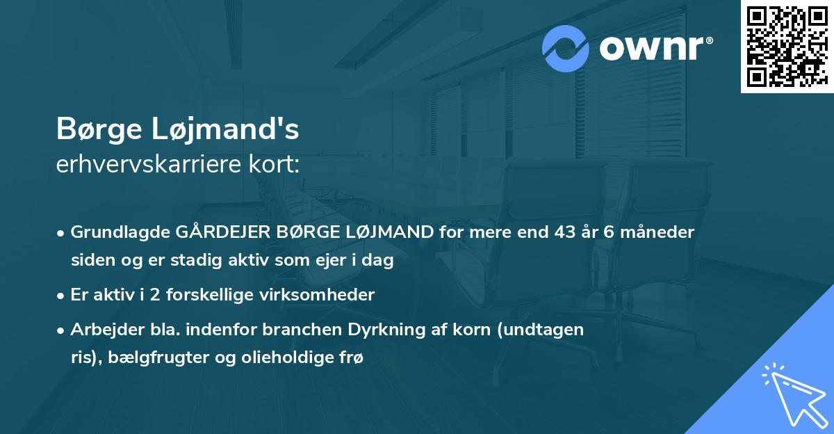 Børge Løjmand's erhvervskarriere kort