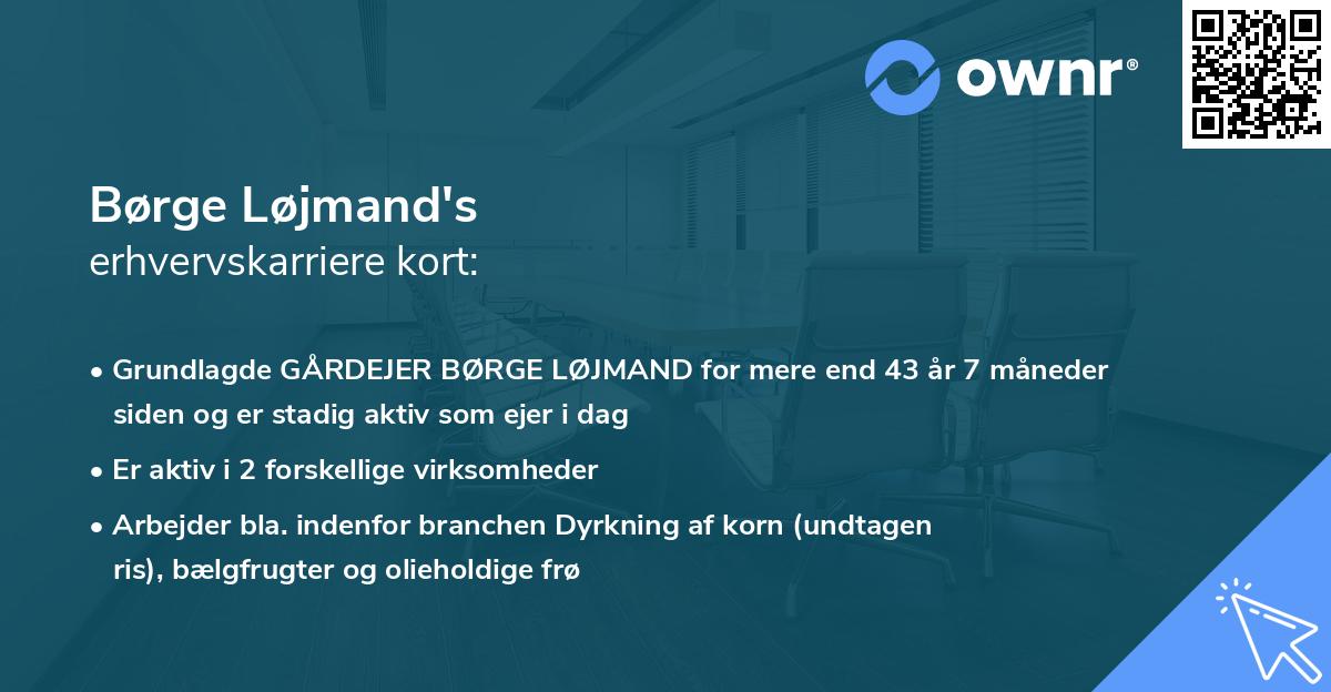 Børge Løjmand's erhvervskarriere kort