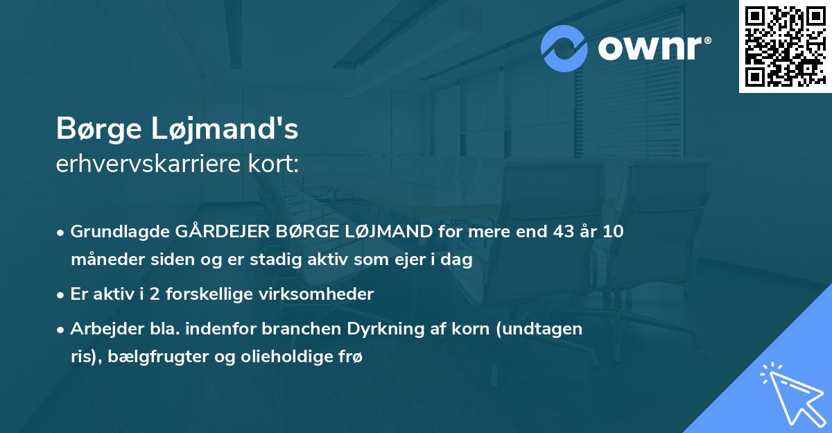 Børge Løjmand's erhvervskarriere kort
