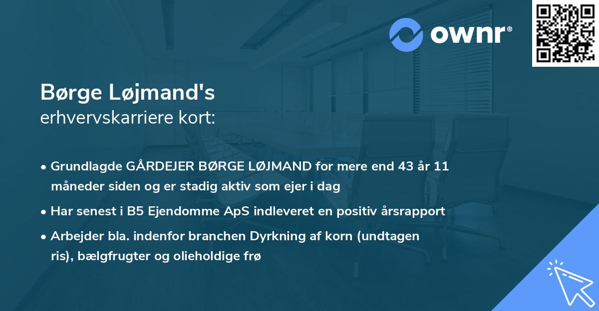 Børge Løjmand's erhvervskarriere kort