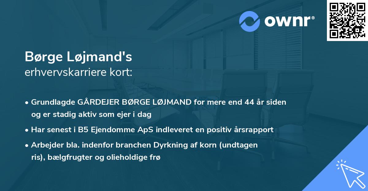 Børge Løjmand's erhvervskarriere kort