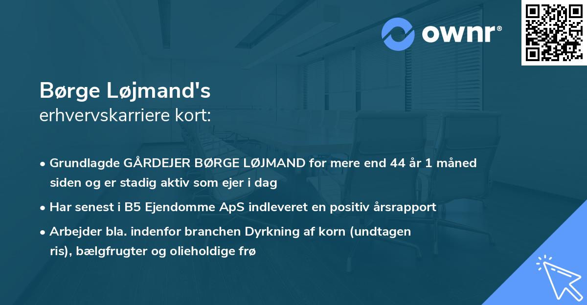 Børge Løjmand's erhvervskarriere kort