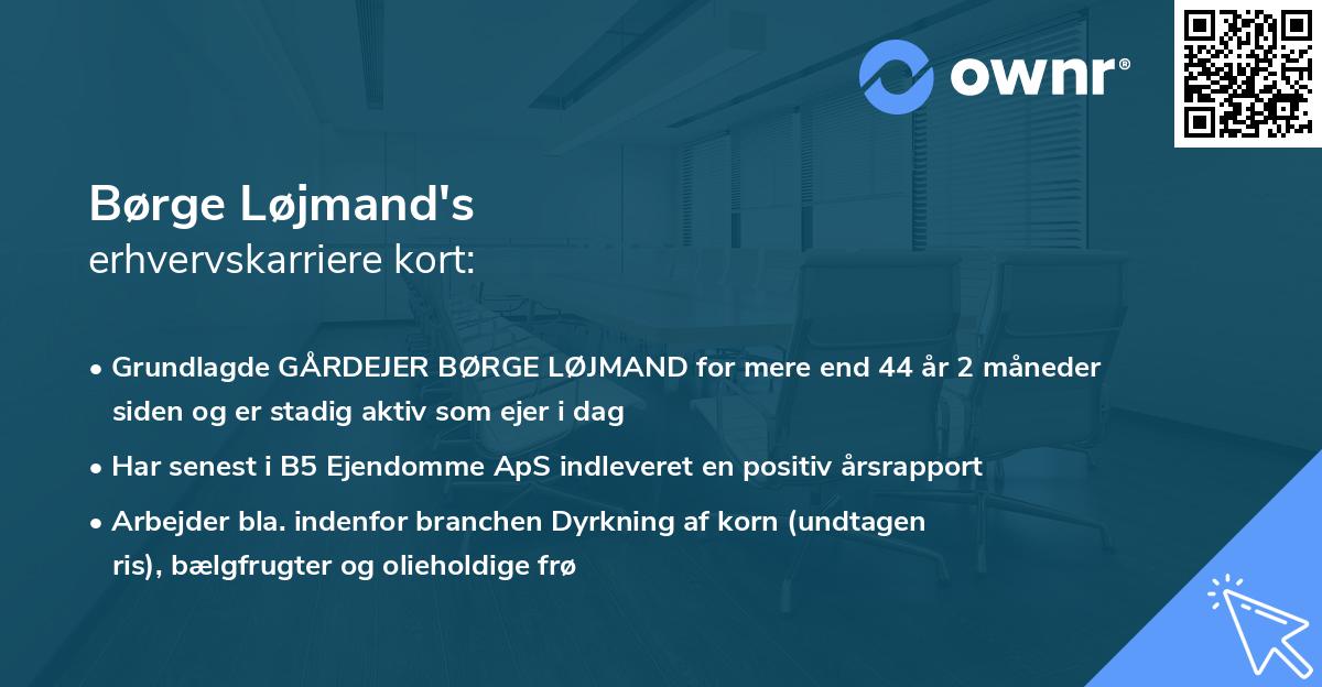 Børge Løjmand's erhvervskarriere kort