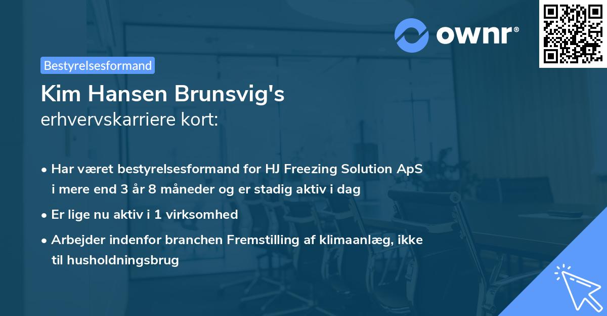 Kim Hansen Brunsvig's erhvervskarriere kort