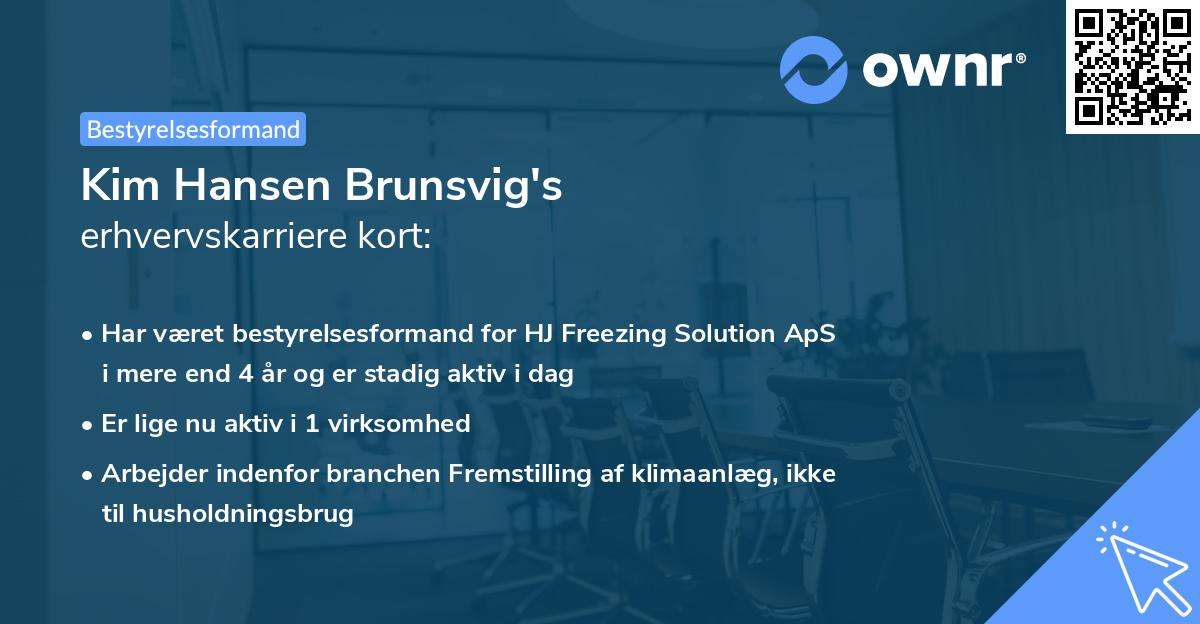 Kim Hansen Brunsvig's erhvervskarriere kort